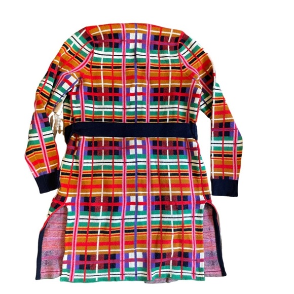 Anthropologie MOTH Long Cardigan Sweater Women’s Sz XS Willingston Plaid Belted - Picture 7 of 15